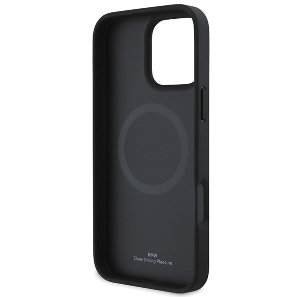 Etui BMW do Apple iPhone 16 Pro Max hardcase Sign Leather Diamond Metal Logo MagSafe czerwony