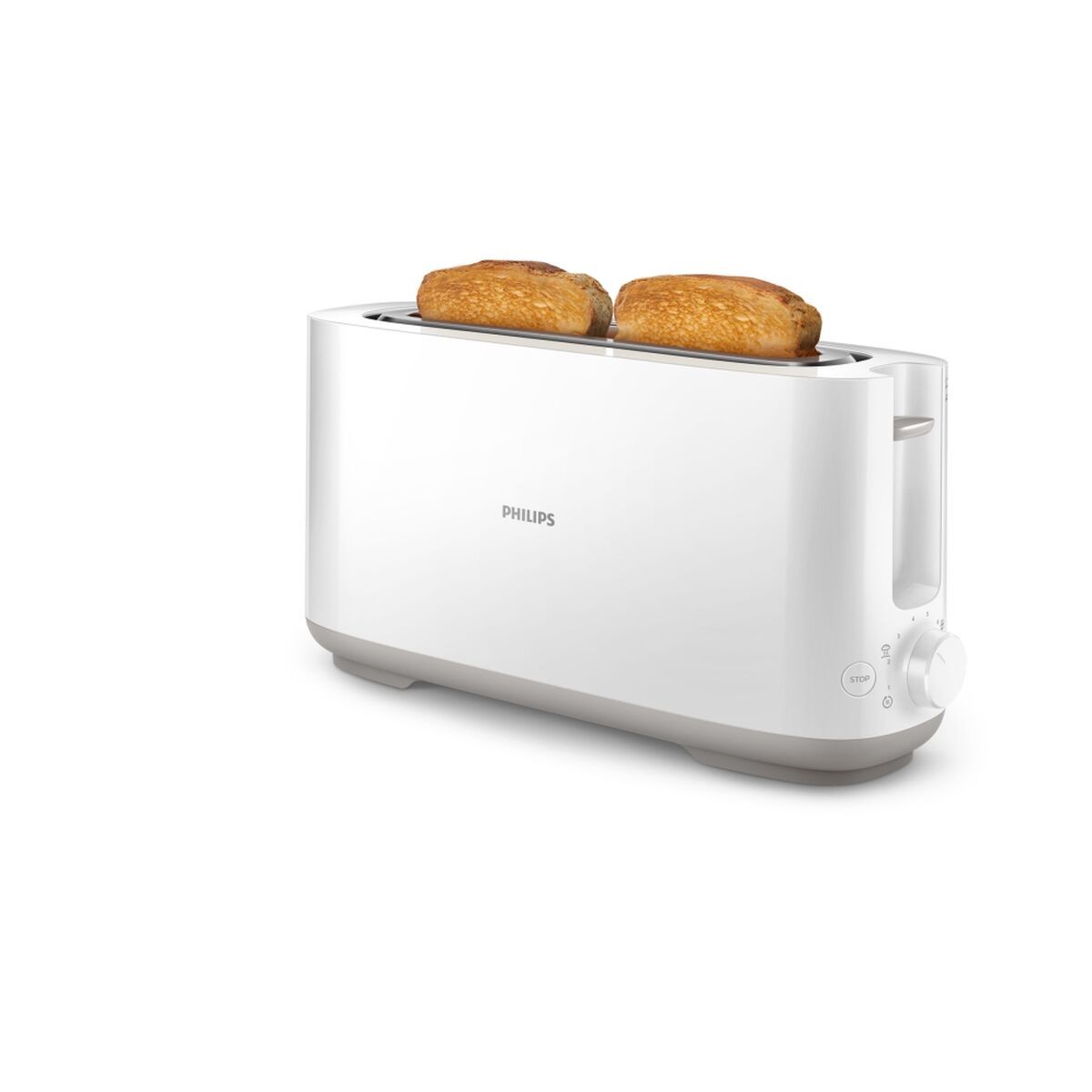 Toaster Philips Tostadora de plástico con ranura larga y función para panecillos 950W White 950 W