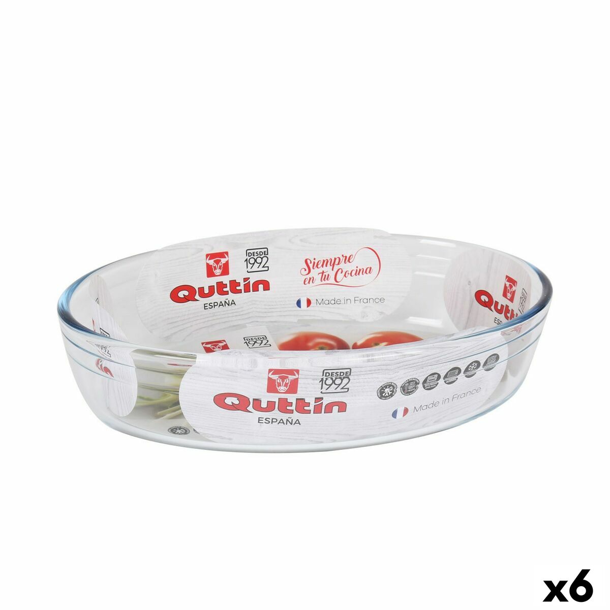 Oven Dish Quttin   1,8 L Glass Oval 26,2 x 17,8 x 6,1 cm (6 Units)