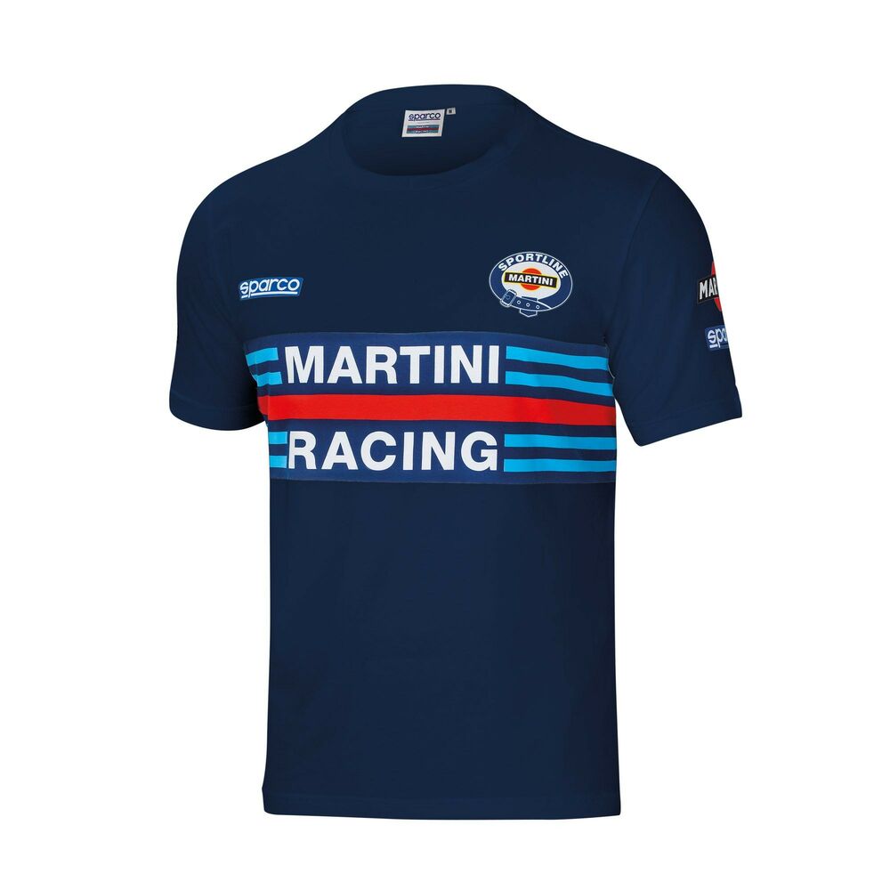 Short Sleeve T-Shirt Sparco MARTINI RACING Size XL Navy Blue