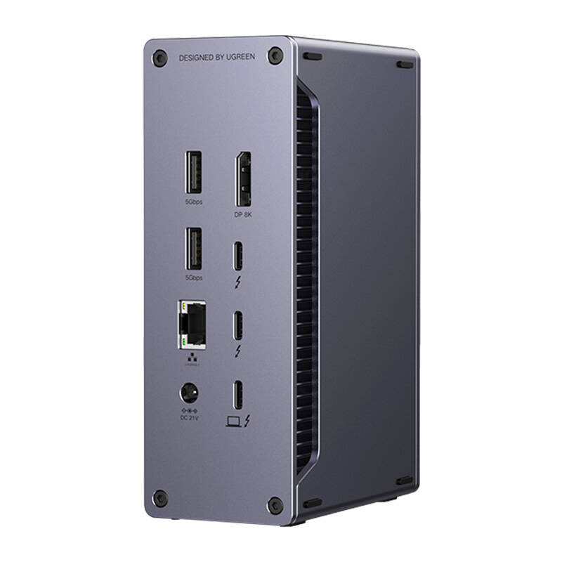 UGREEN U710 docking station DC, 4xUSB-A, 2xThunderbolt 4 USB-C, DisplayPort 8K30Hz, RJ45, SD/TF, AUX, USB-C PD 90W grey