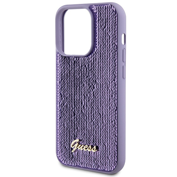 Guess GUHCP15LPSFDGSU Apple iPhone 15 Pro hardcase Sequin Script Metal purple
