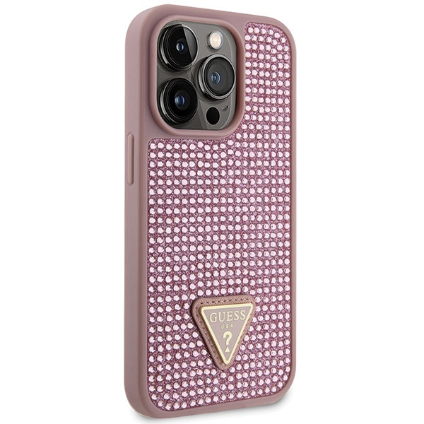 Guess GUHCP14LHDGTPP Apple iPhone 14 Pro pink hardcase Rhinestone Triangle