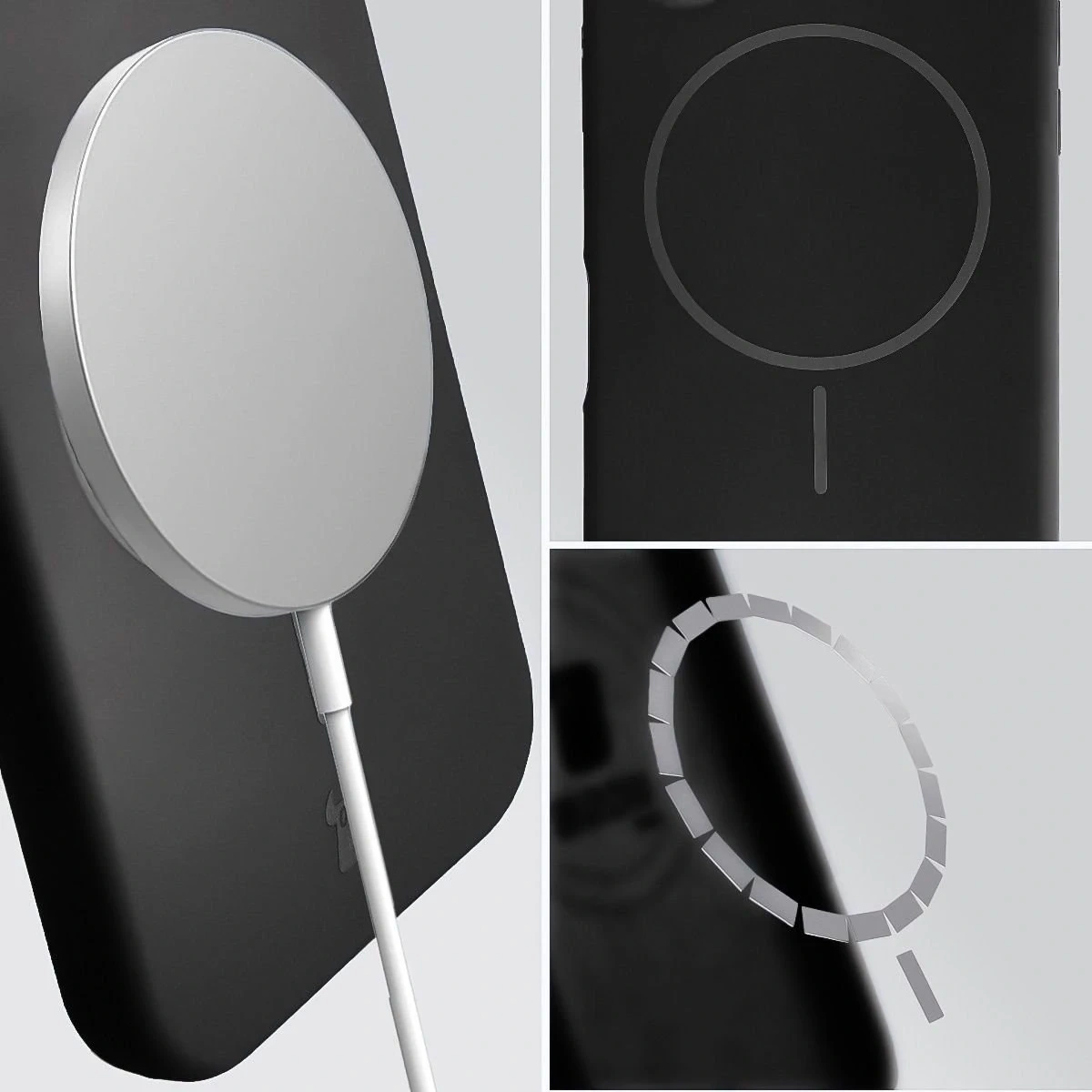 Silikonowe etui z pierścieniem magnetycznym Bizon Soft Case Magnetic do Apple iPhone 17 Pro Max czarne