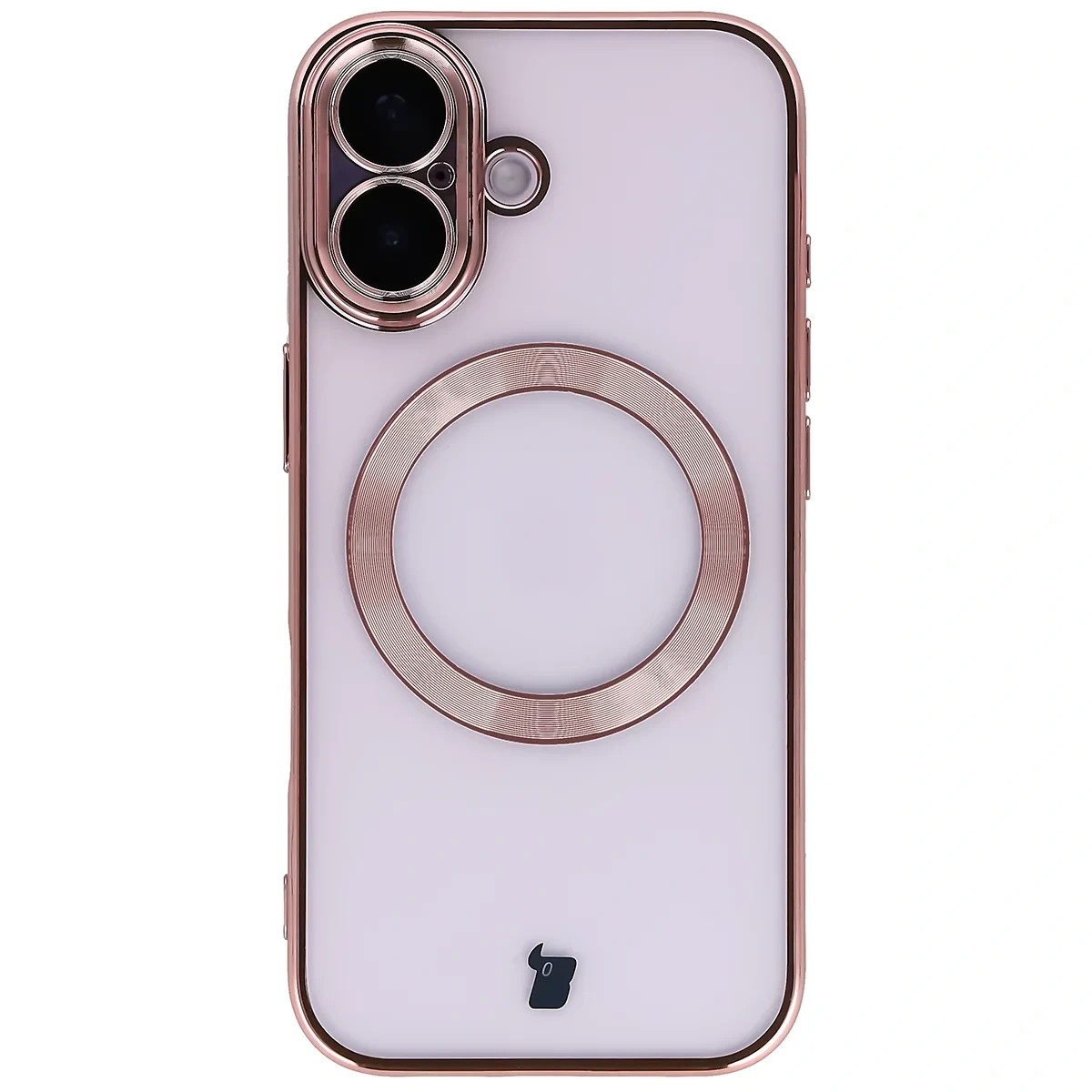 Etui z ochroną aparatu i pierścieniem magnetycznym Bizon Case GuardO do Apple iPhone 17, przezroczysto-różowe