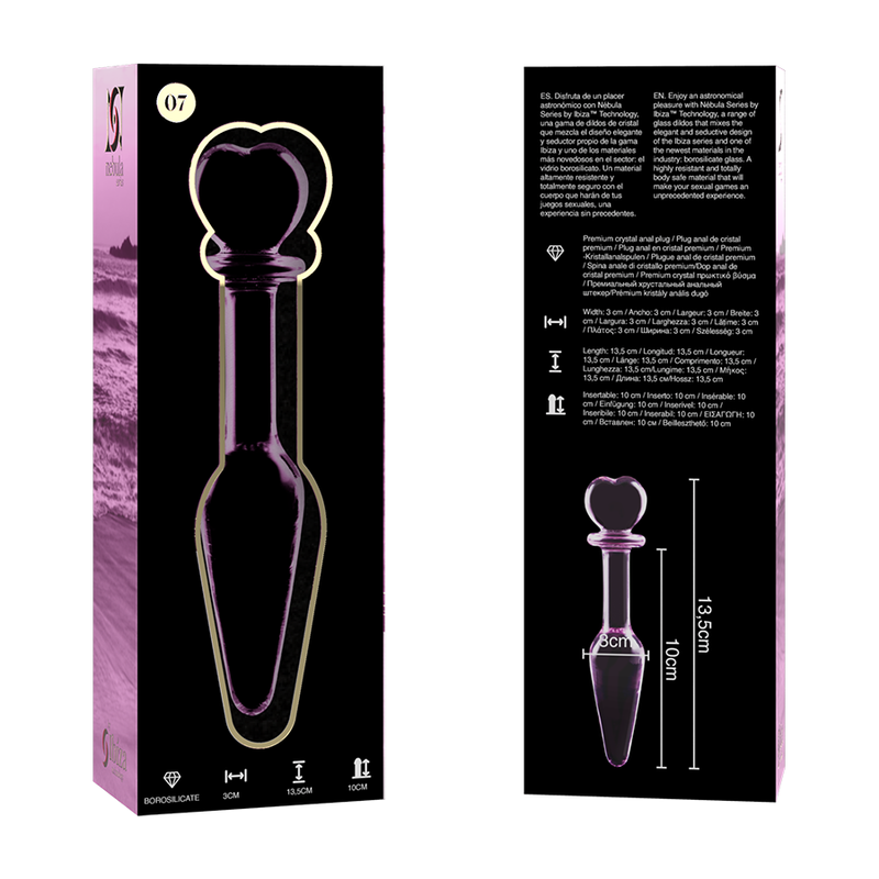 NEBULA SERIES BY IBIZA - MODEL 7 ANAL PLUG BOROSILICATE GLASS 13.5 X 3 CM PINK