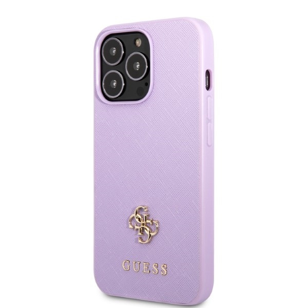 Guess GUHCP13LPS4MU Apple iPhone 13 Pro purple hardcase Saffiano 4G Small Metal Logo
