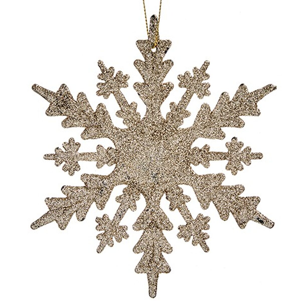 Christmas bauble Snowflakes champagne Plastic Glitter 15 x 15 x 0,2 cm (24 Units)