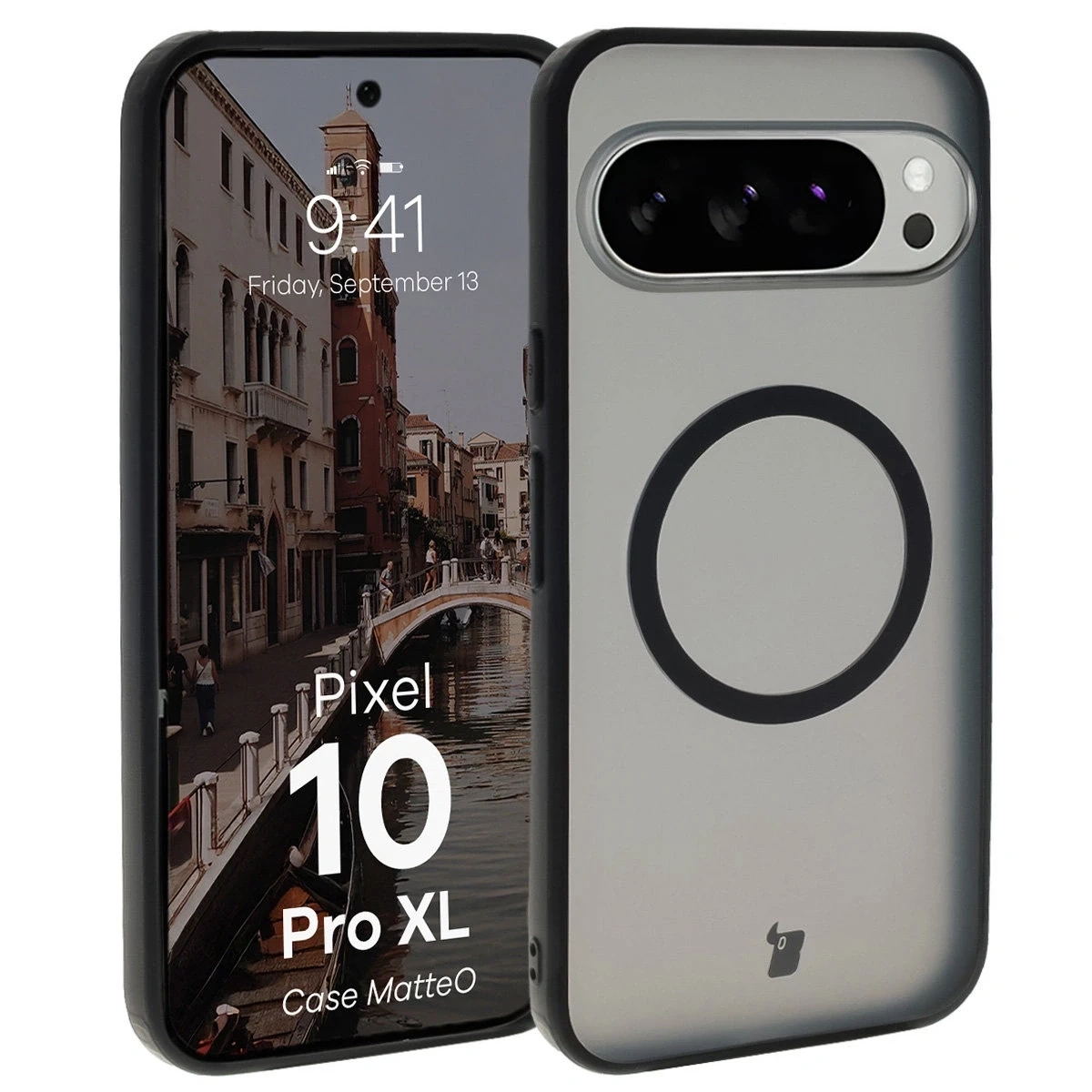 Etui z pierścieniem magnetycznym Bizon Case MatteO do Pixel 10 Pro XL przydymione-czarne