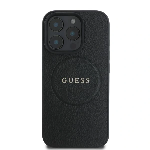 Case Guess GUHMP16XPGHSMMK Apple iPhone 16 Pro Max hardcase Grained Ring MagSafe black