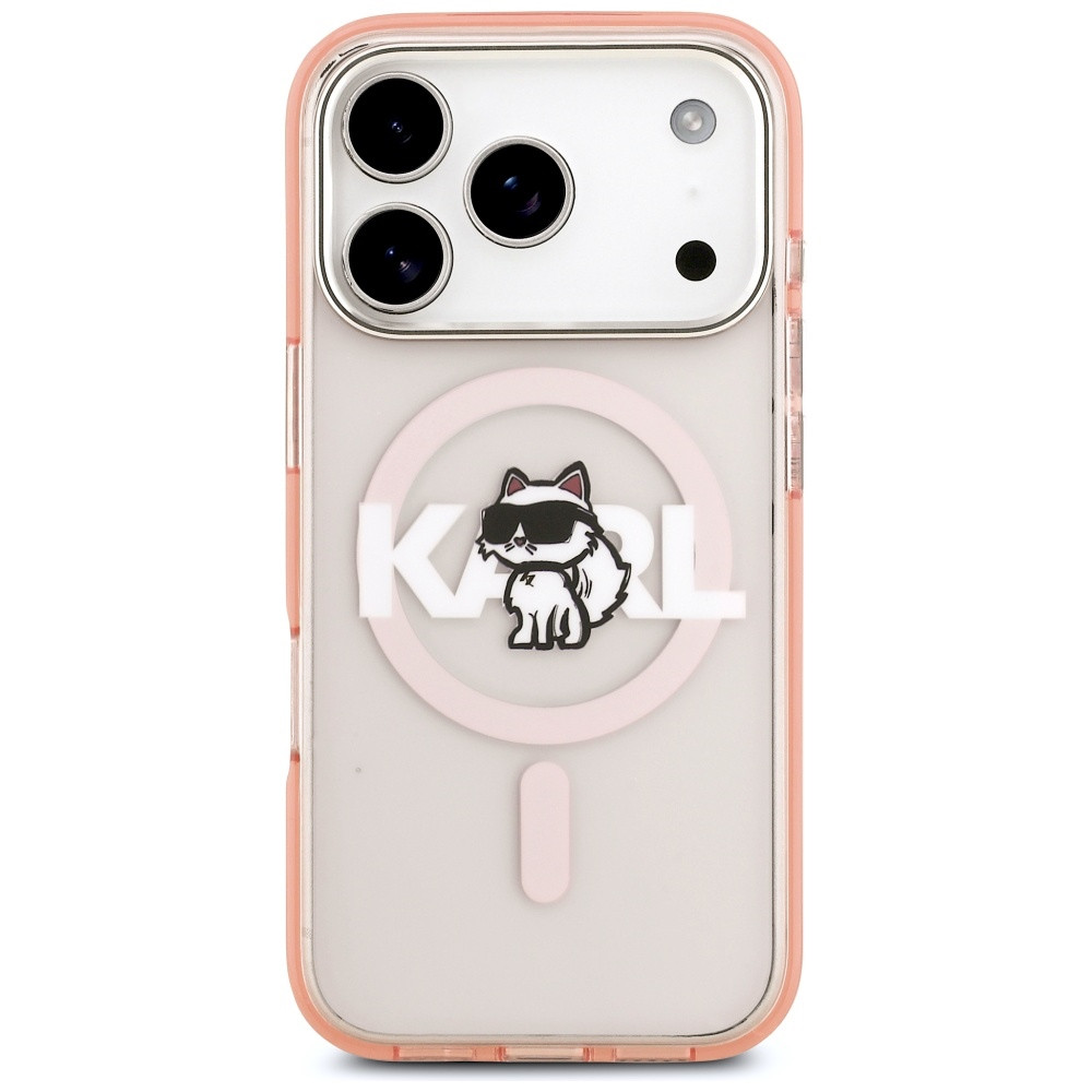 Etui Karl Lagerfeld IML Choupette Sketch Logo MagSafe do Apple iPhone 17 Pro różowy