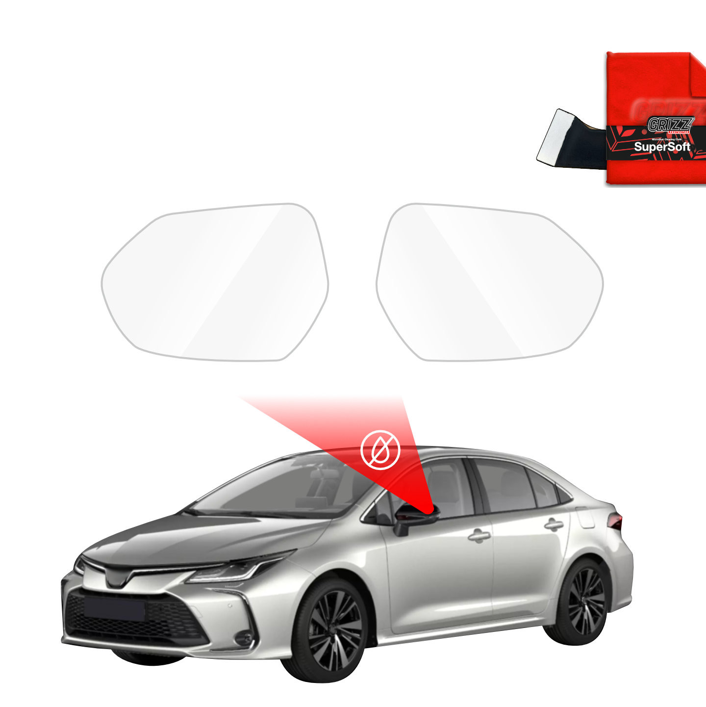 Folia przeciwdeszczowa na lusterka GrizzGlass ZeroDrop do Toyota Corolla Sedan (2022-2026)