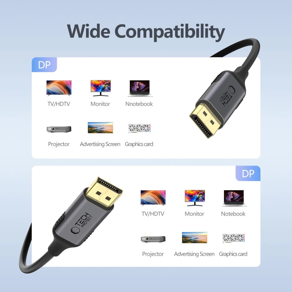 Tech-Protect Ultraboost Cable DisplayPort / DisplayPort 1.4 4K 60Hz 200cm Black