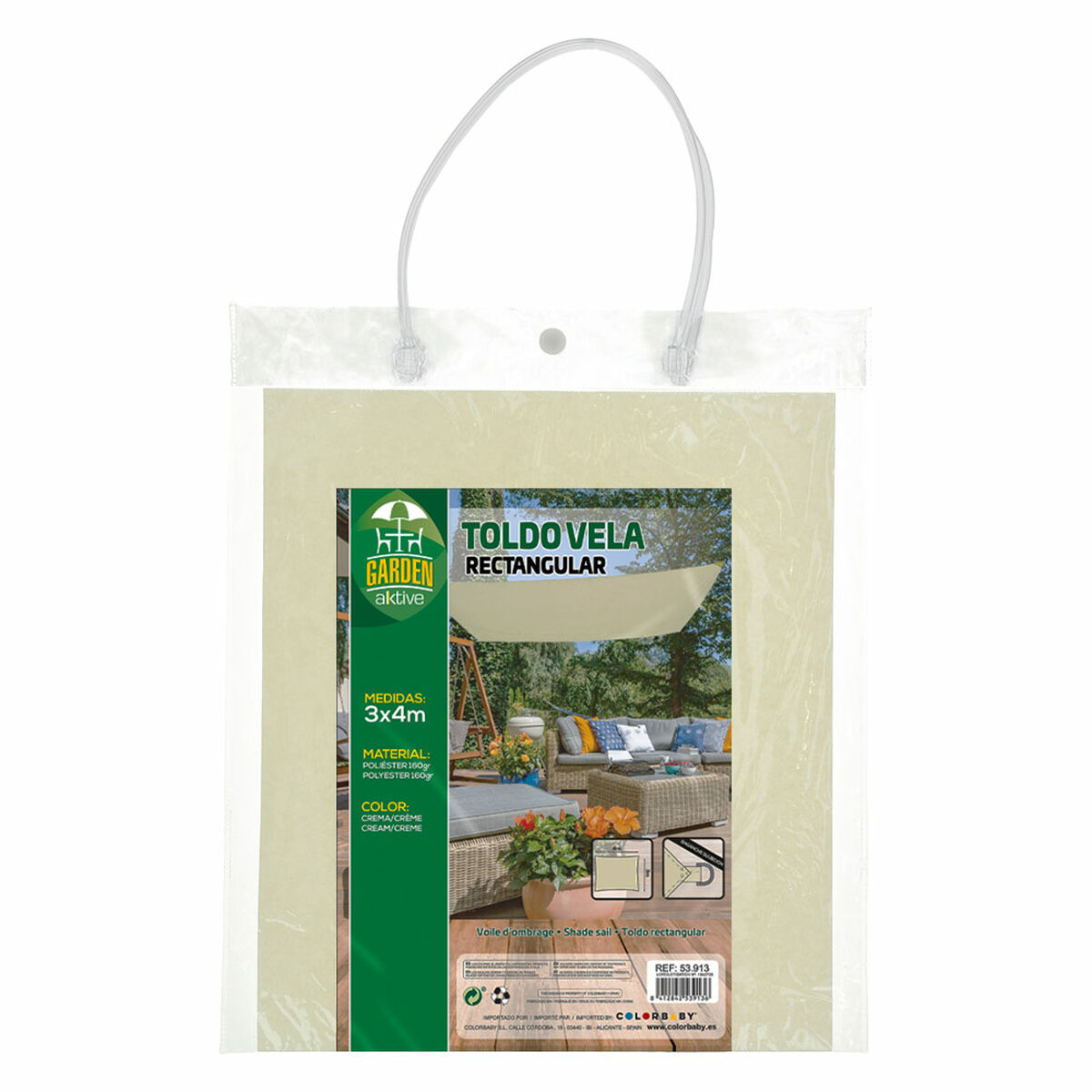 Awning Aktive Triangular 300 x 0,5 x 400 cm Polyester Cream (4 Units)