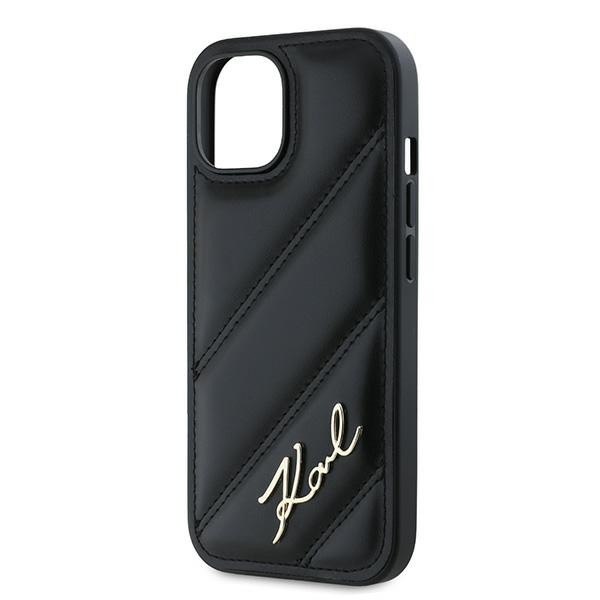 Karl Lagerfeld KLHCP15MPQDSMGK Apple iPhone 15 Plus / 14 Plus hardcase Diagonal Quilted Script black