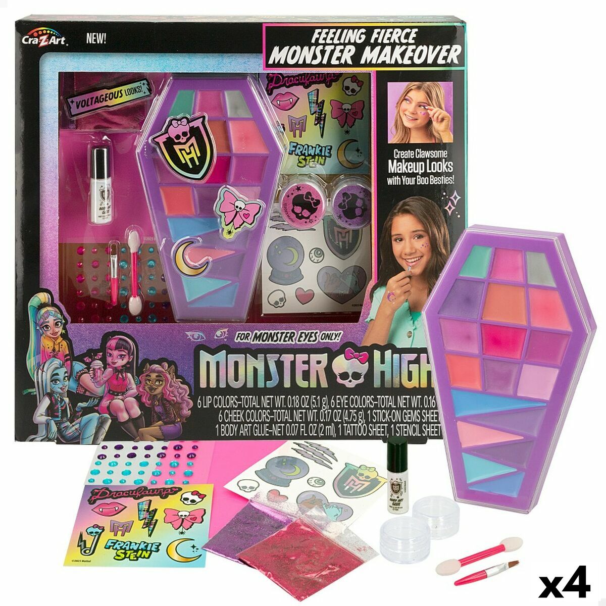 Children's Make-up Set Monster High Feeling Fierce 10 x 2 x 16,5 cm 4 Units