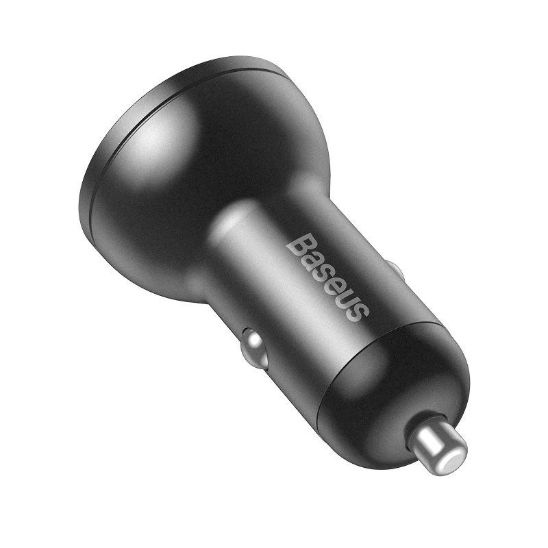 Baseus Digital Display Dual USB 4.8A Car Charger 24W Grey