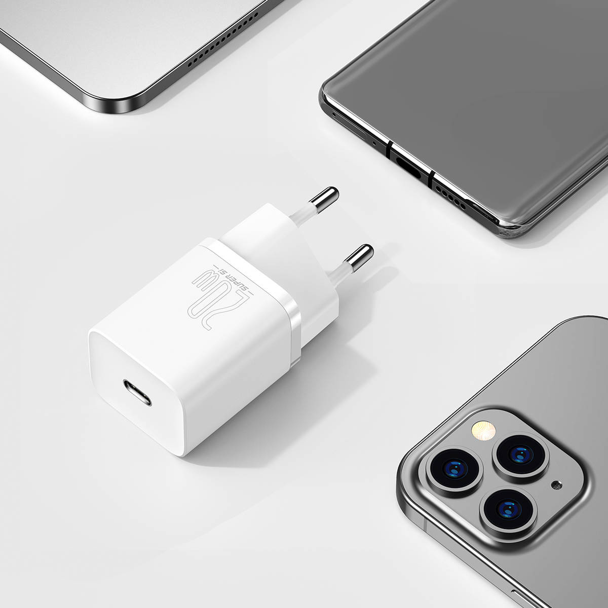 Baseus Super Si Quick Charger 1C 20W with USB-C cable for Lightning 1m (white)