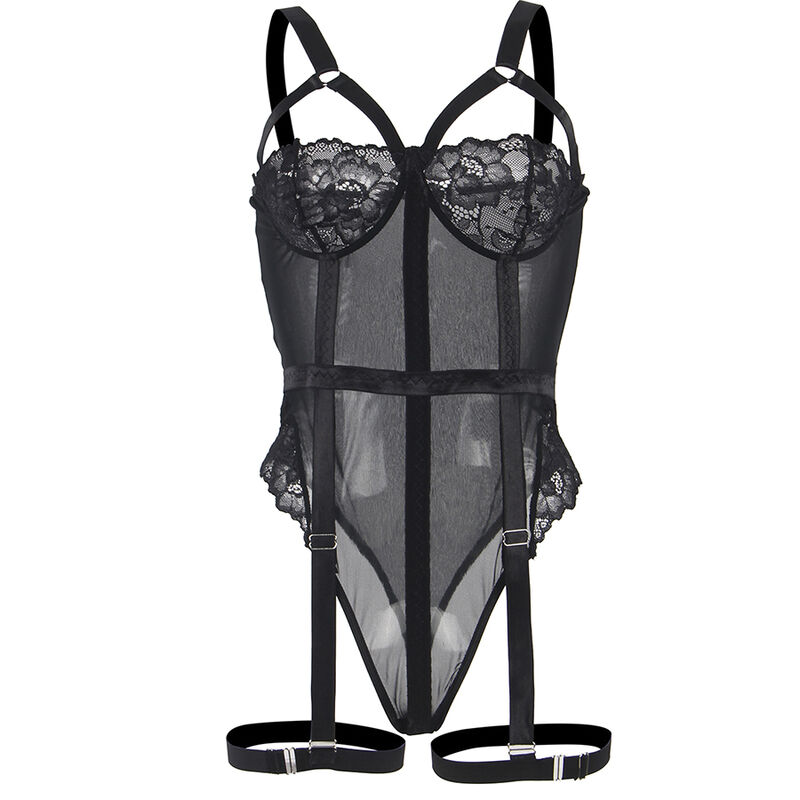 SUBBLIME - TEDDY WITH GARTER STRAP DETAIL CHEST BLACK S/M SUBBLIME - TEDDY WITH GARTER STRAP DETAIL CHEST BLACK S/M