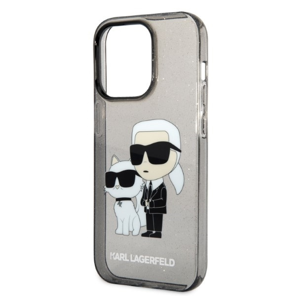 Karl Lagerfeld KLHCP14LHNKCTGK Apple iPhone 14 Pro black hardcase IML GLIT NFT Karl&Choupette