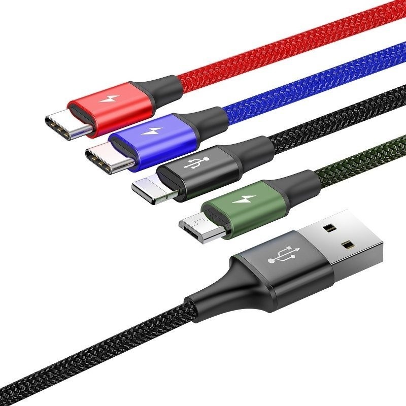Cable USB Baseus Fast 4in1 2xUSB-C / Lightning / Micro 3,5A 1,2m Black