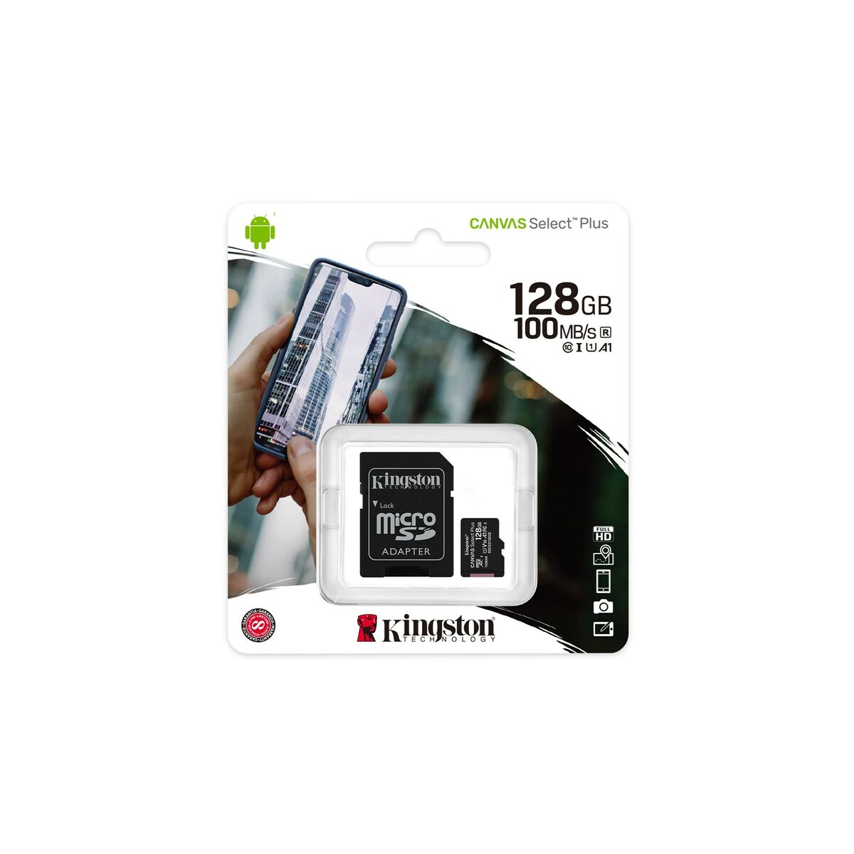 Micro SD Memory Card with Adaptor Kingston Canvas Select Plus 128 GB