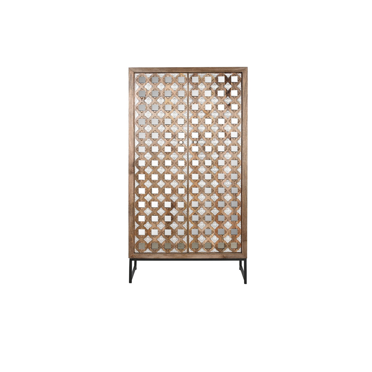 Cupboard Home ESPRIT Brown Black Silver 90 x 38 x 170 cm