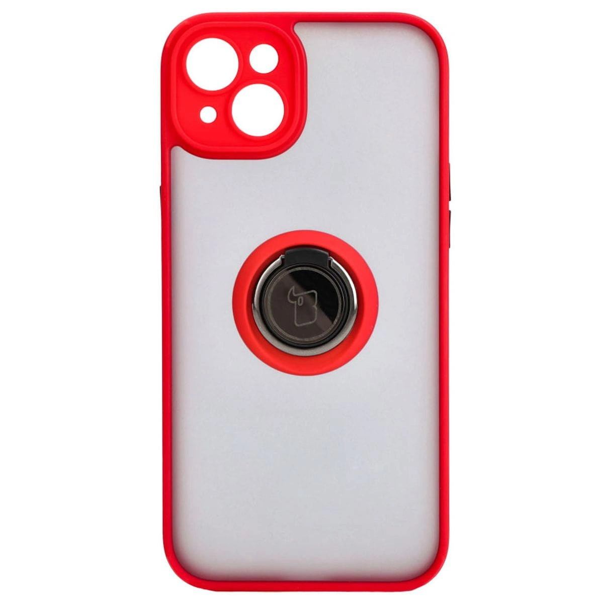 Bizon Case Hybrid Ring Apple iPhone 15 Plus smoky with a red frame