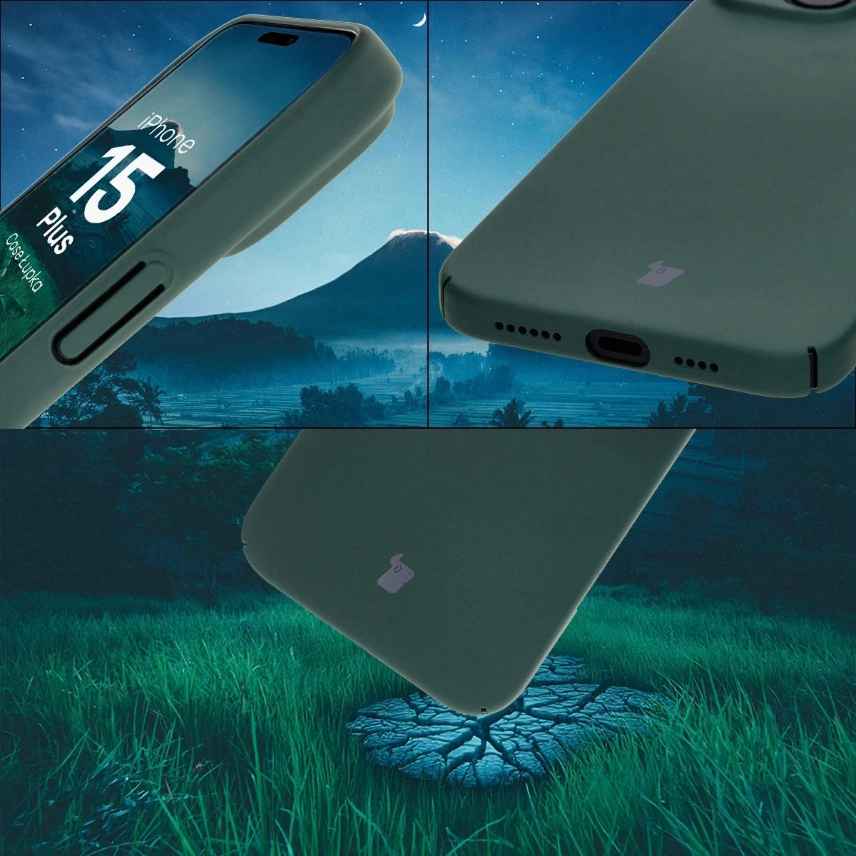 Etui Bizon Case Łupka do Apple iPhone 15 Plus zielone
