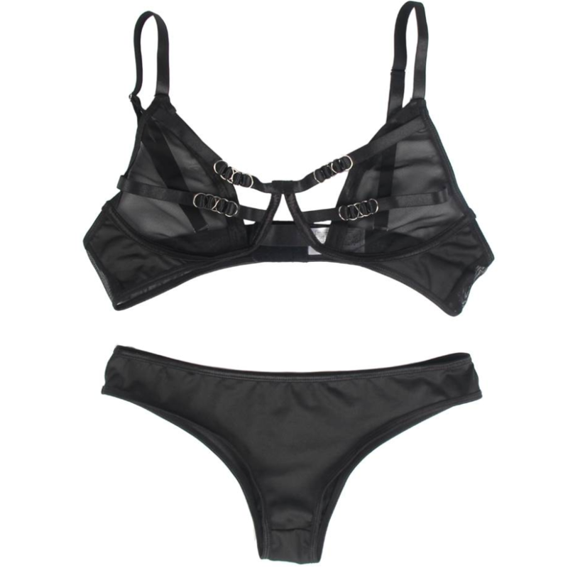 SUBBLIME - TWO PIECE SET OF TRANSPARENCY BRA AND S/M STRIPS