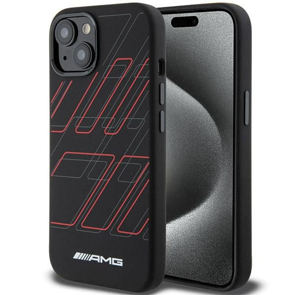 AMG AMHMP15S23SSPK Apple iPhone 15 / 14 / 13 hardcase Silicone Large Rhombuses Pattern MagSafe black