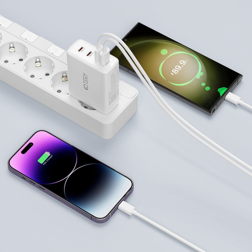 Tech-protect NC100W-GaN 4-port Network Charger PD 100W QC 3.0 White