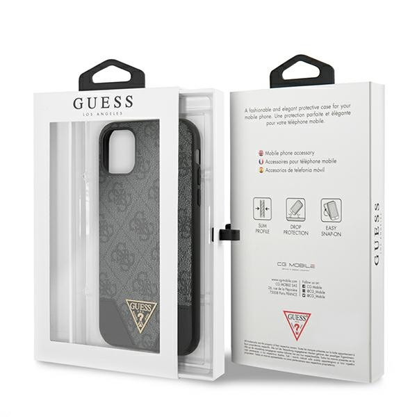 Guess GUHCN61PU4GHBK Apple iPhone 11 gray hardcase 4G Triangle Collection