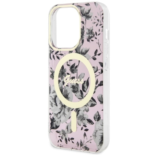 Guess GUHMP14XHCFWSP Apple iPhone 14 Pro Max pink hardcase Flower MagSafe