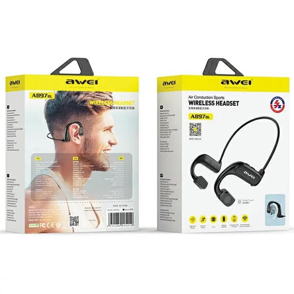 AWEI A897BL Air Conduction black sports headphones