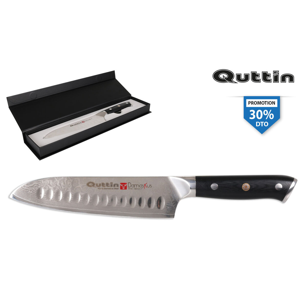 Santoku Knife Quttin 18 cm (2 Units)