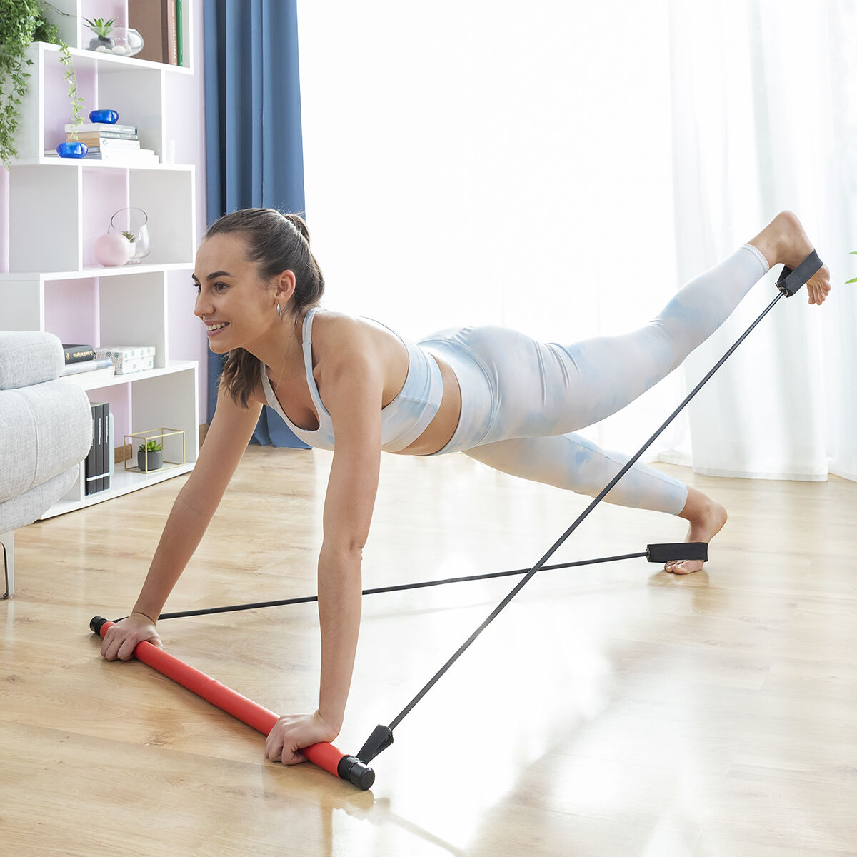 Fitness Bar with Resistance Bands and Exercise Guide Resibar InnovaGoods