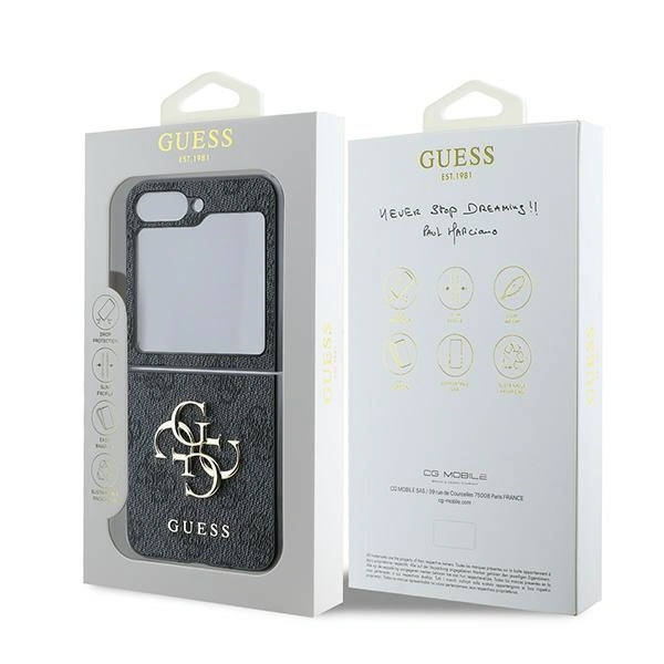 Case Guess GUHCZF64GMGGR Samsung Galaxy Z Flip6 Leather 4G Metal Logo black/black