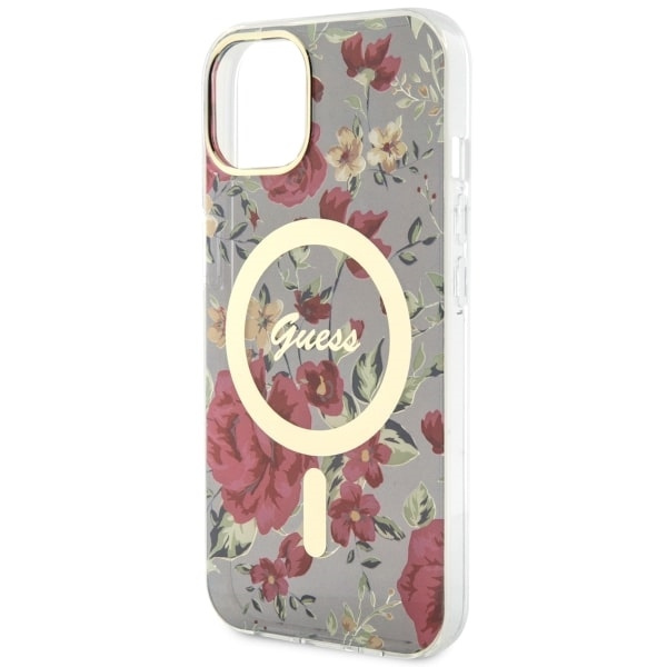 Guess GUHMP14MHCFWSA Apple iPhone 14 Plus khaki hardcase Flower MagSafe