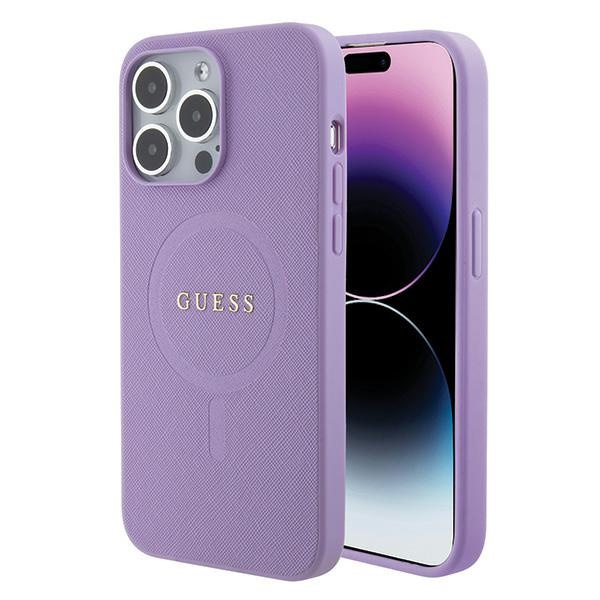 Guess GUHMP15LPSAHMCU Apple iPhone 15 Pro hardcase Saffiano MagSafe purple