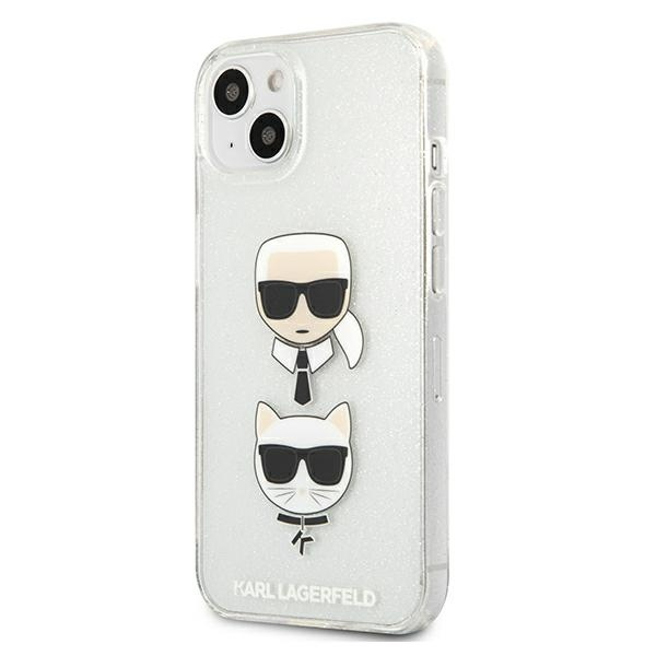 Karl Lagerfeld KLHCP13SKCTUGLS Apple iPhone 13 mini silver hardcase Glitter Karl`s & Choupette