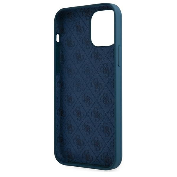 Guess GUHCP12LLSLMGBL Apple iPhone 12 Pro Max blue hardcase Metal Logo Script