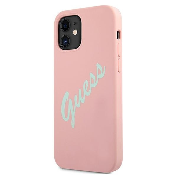 Guess GUHCP12SLSVSPG Apple iPhone 12 mini green pink hardcase Silicone Vintage