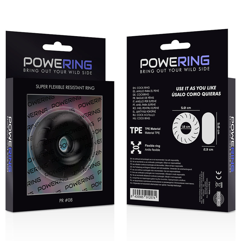 POWERING- SUPER FLEXIBLE AND RESISTANT PENIS RING 5CM PR08 BLACK