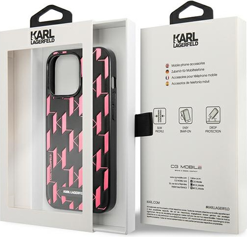 Karl Lagerfeld KLHCP13LMNMP1P Apple iPhone 13 Pro hardcase pink Monogram Plaque