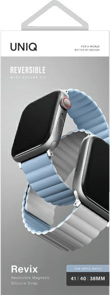 UNIQ Revix strap Apple Watch 4/5/6/7/SE/8/9/10 40/41/42mm Reversible Magnetic white-blue