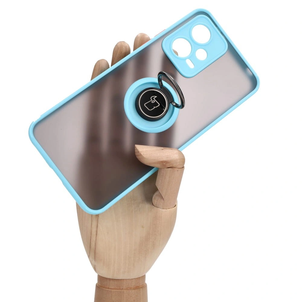 Bizon Case Hybrid Ring Xiaomi Poco X5 / Redmi Note 12 5G smoky with a light blue frame