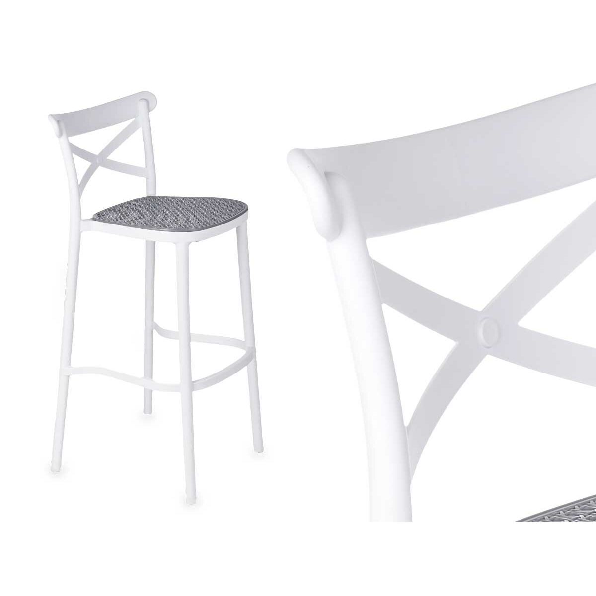 Stool GiftDecor PC-175B White Grey polypropylene Rattan 41 x 103 x 52,5 cm (4 Units)