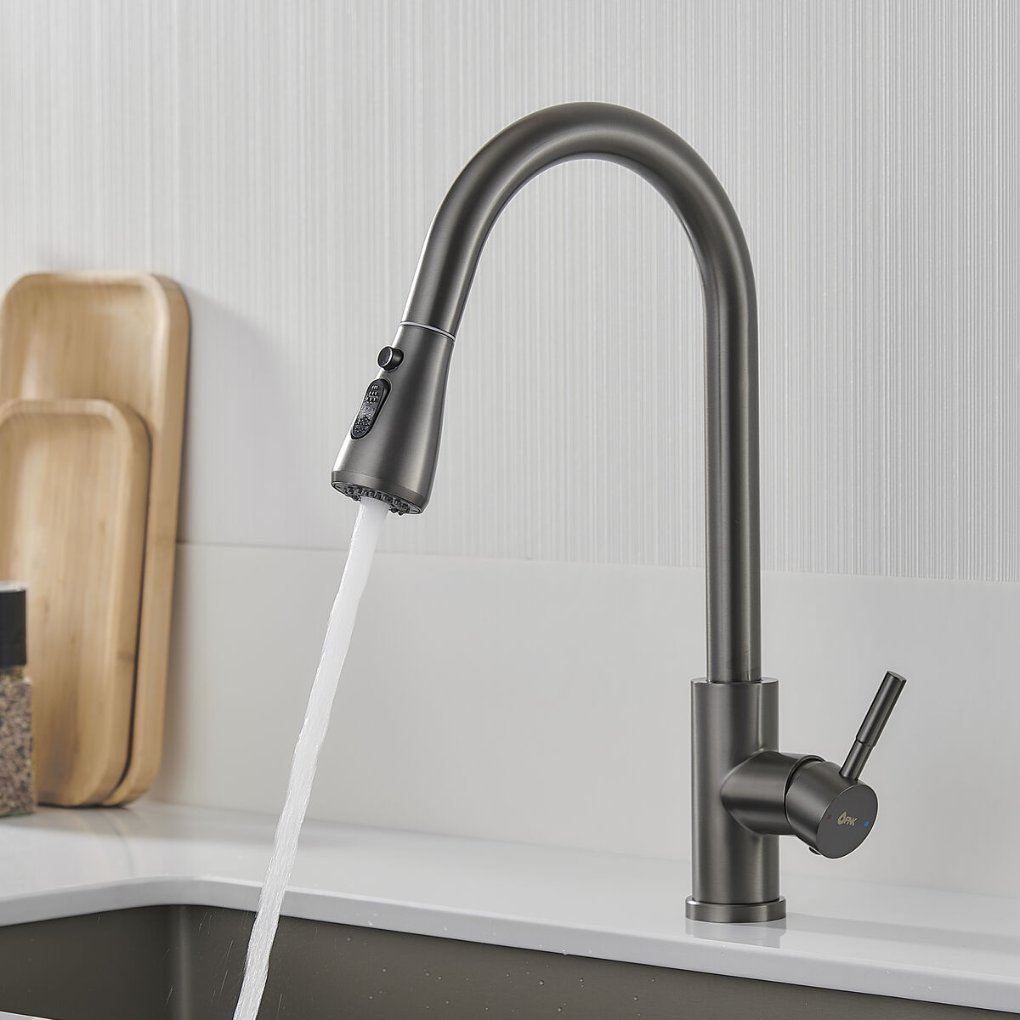Mixer Tap Fontastock Grey Stainless steel Ceramic C-shaped