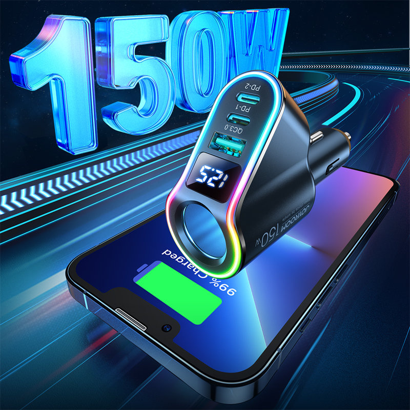 Joyroom Car Charger 4w1 USB-A QC 3.0/2xUSB-C PD 150W black (JR-CL21)